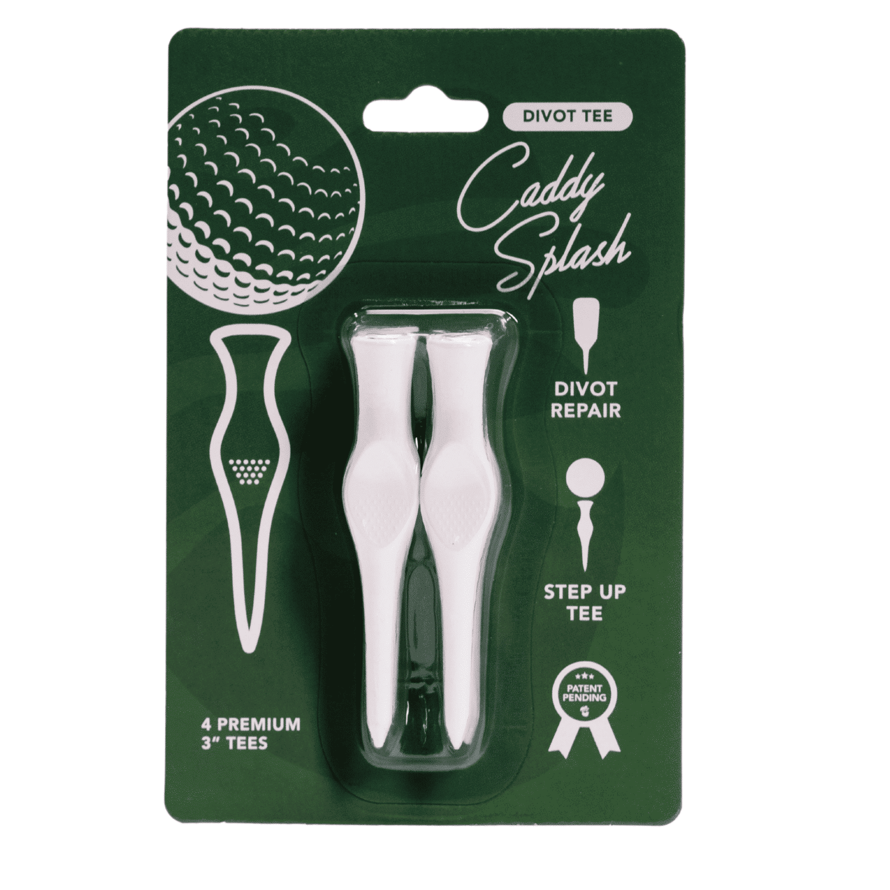 Caddy Splash Apparel & Accessories 1 Pack (4 Tees) 3'' Divot Tee – White – Step Up Golf Tee & Divot Repair Tool
