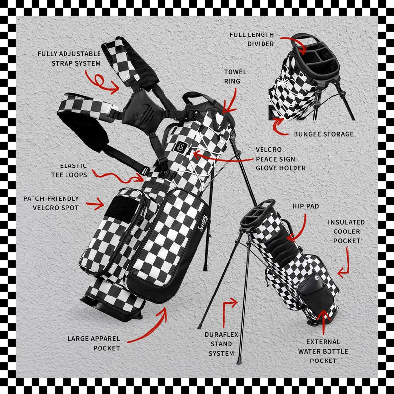 Sunday Golf Golf Bag Sunday Golf Junior Bag Black/White Checker