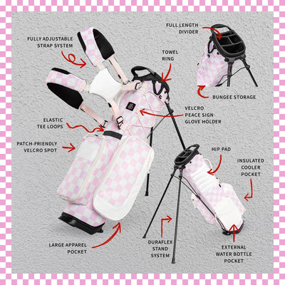 Sunday Golf Golf Bag Sunday Golf Junior Bag Pink/White Checker