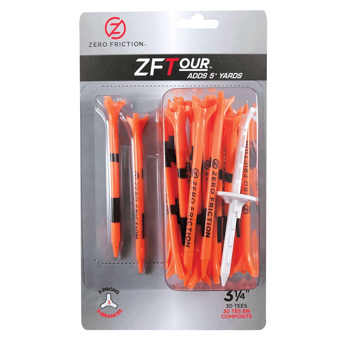 Zero Friction Tees 2 3/4 inch / Orange ZF Tour 3-prong tees