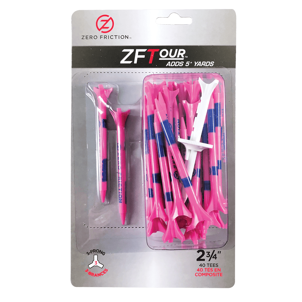 Zero Friction Tees 2 3/4 inch / Pink ZF Tour 3-prong tees