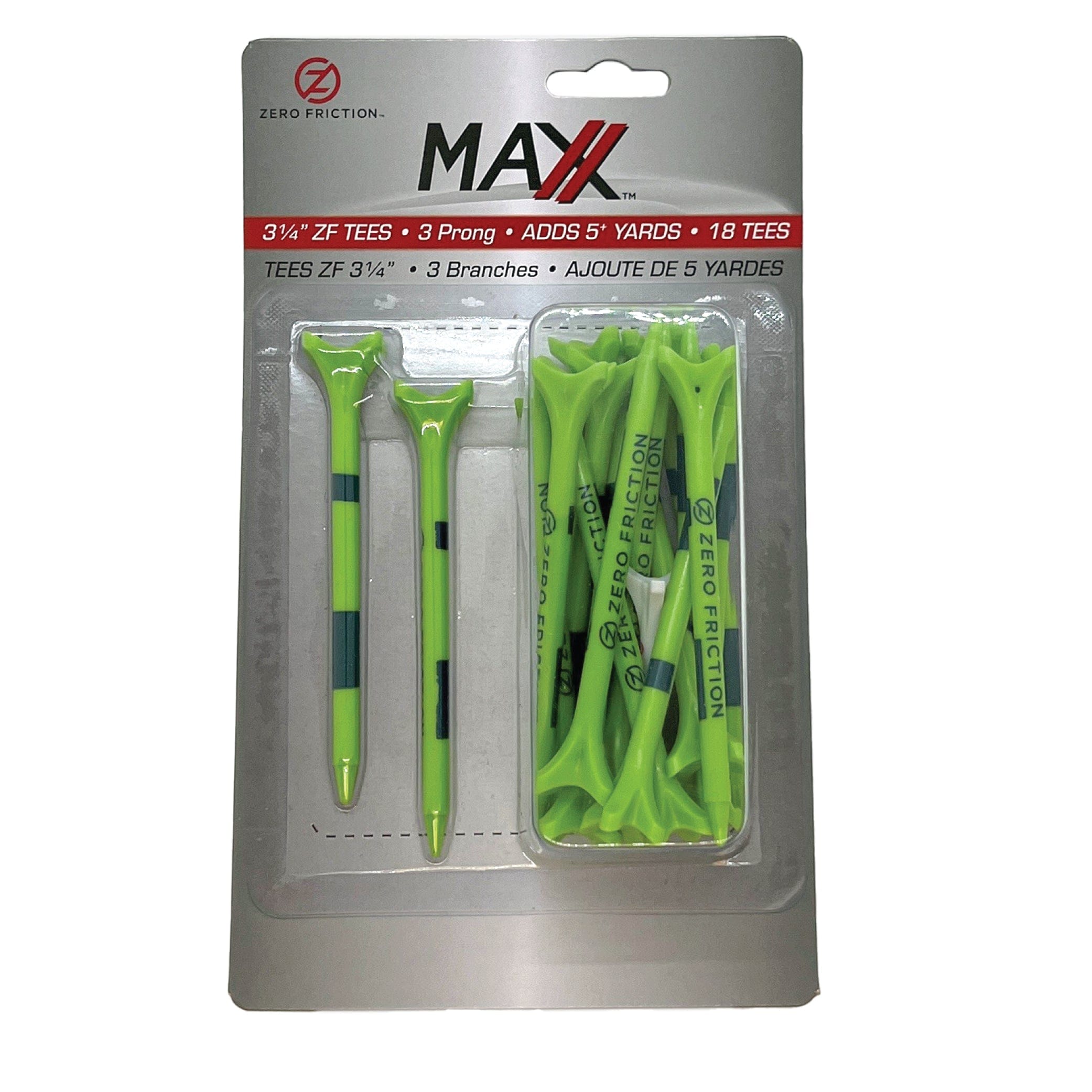 Zero Friction Tees 3 1/4 inch / Lime Green ZFT Maxx Tees-4 prong